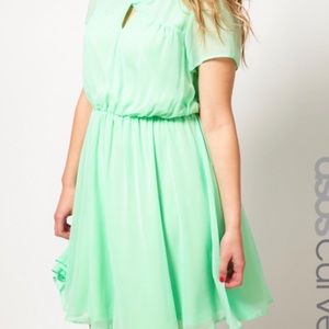 ASOS Curve Mint Green Twist Front Sheer Dress